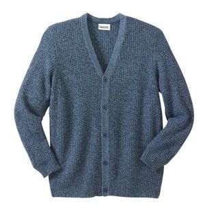 Marled Blue Shaker Knit V-Neck Cardigan Sweater size 6X Tall
